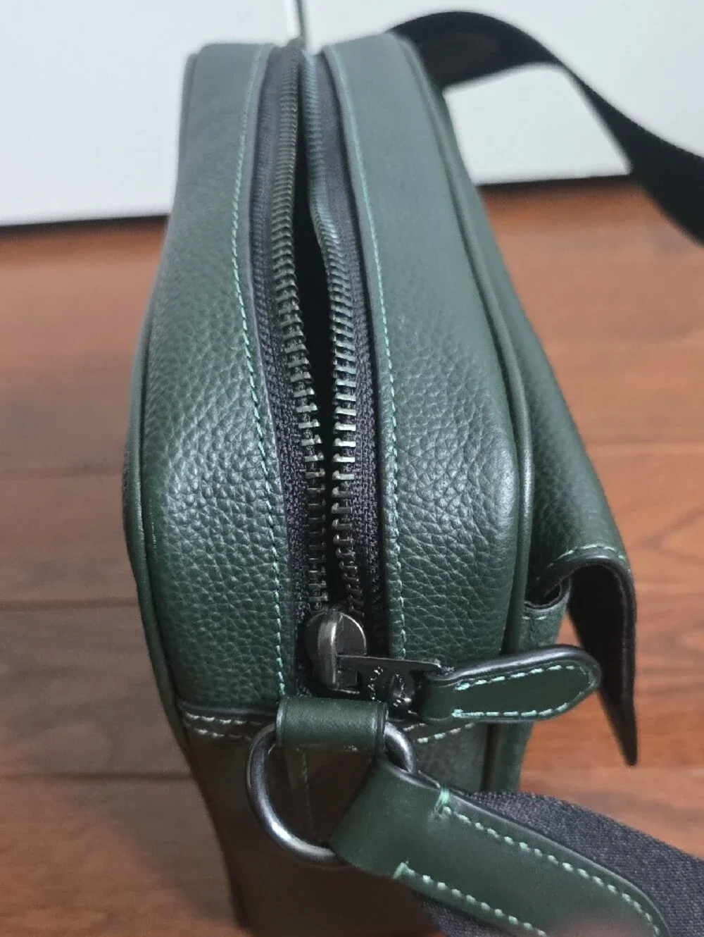 Coach Hudson Forest Green Leather & Suede Crossbody Messenger